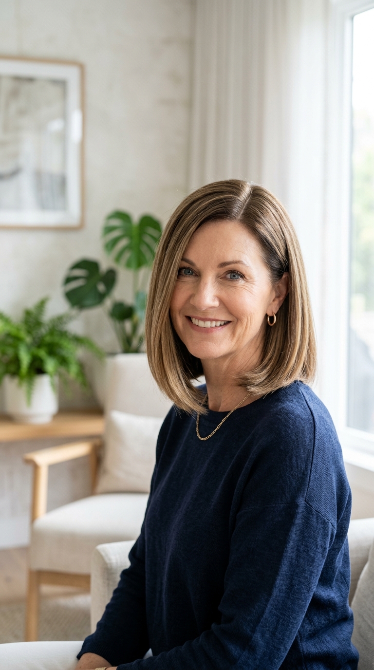 Sleek Lob with Side Part