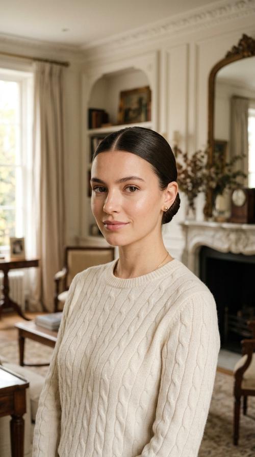 Sleek Low Bun with Middle Part