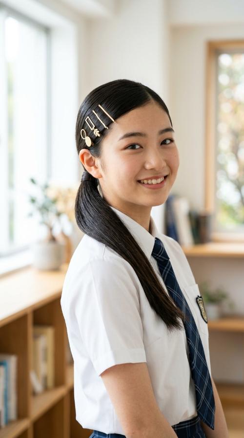 Sleek Low Ponytail with Gold Clips