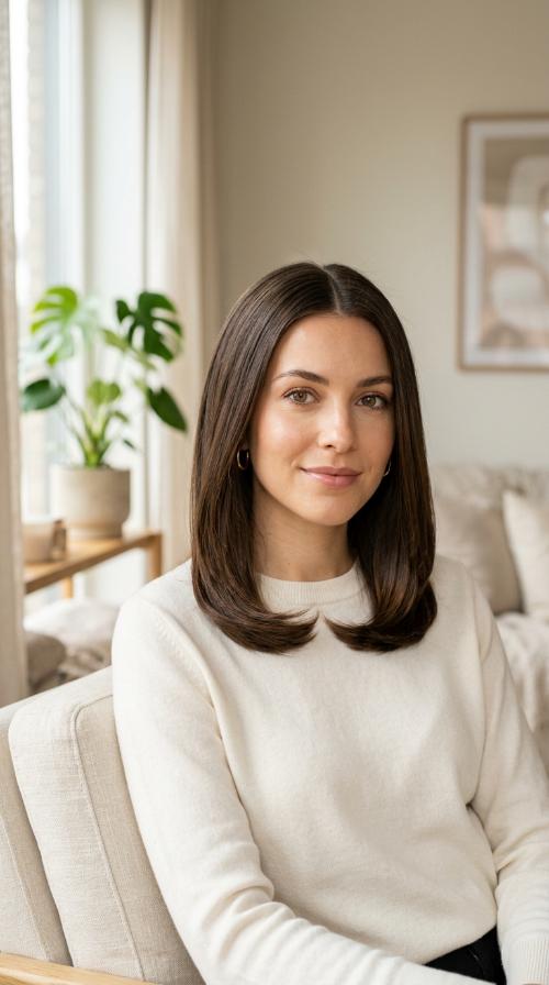 Sleek Middle Part with Tucked Ends