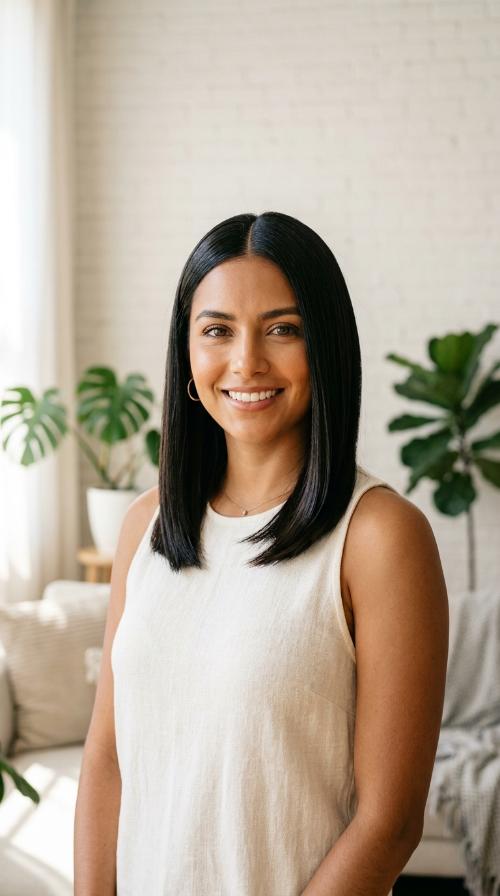 Sleek Shoulder-Length Glass Hair