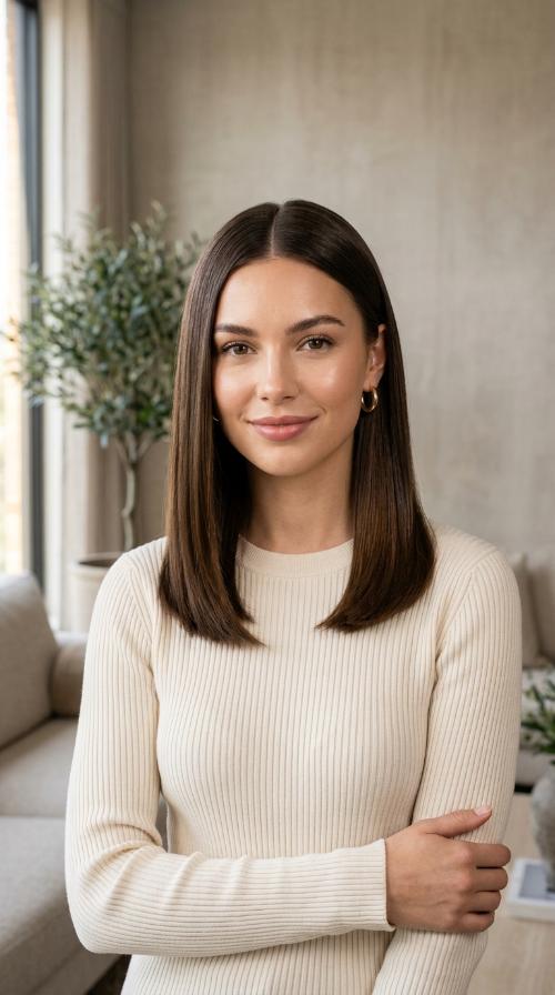 Sleek Straight Cut with Middle Part