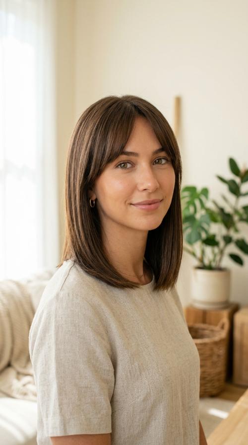 Sleek Straight Shoulder-Length Cut