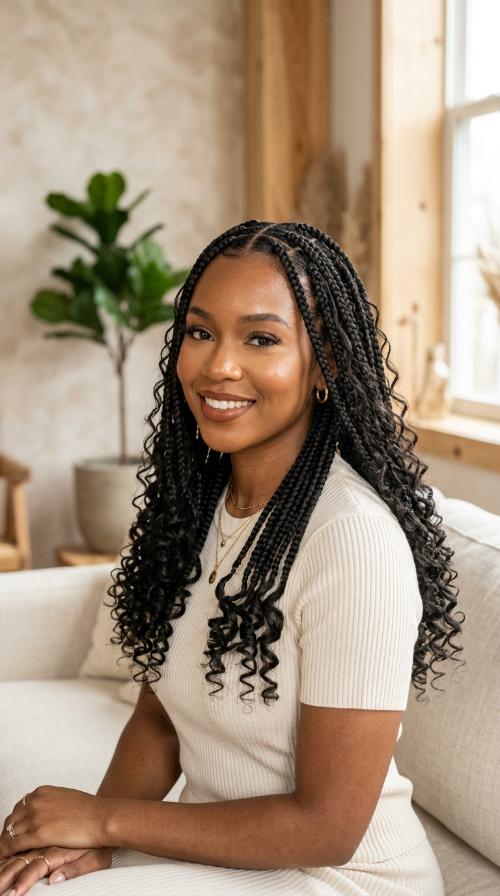 Sleek Top with Curly Ends Boho