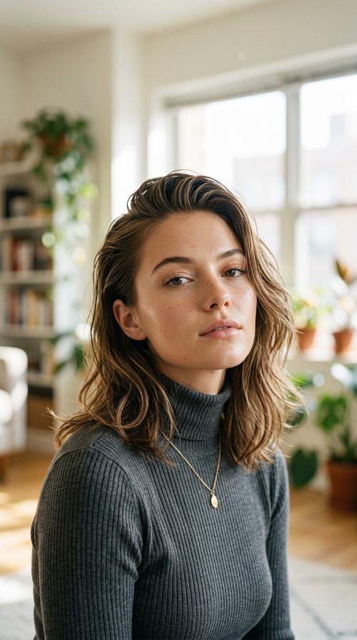 Slicked Back Mid-Length with Volume
