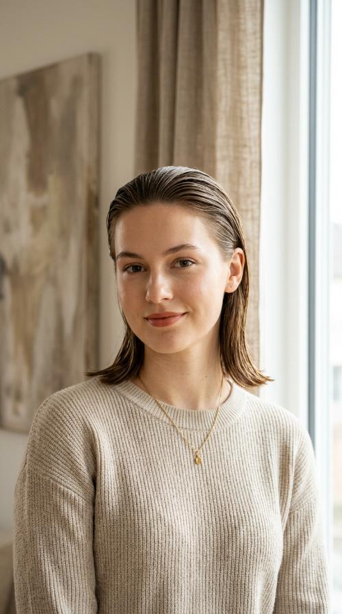 Slicked-Back Shoulder Length