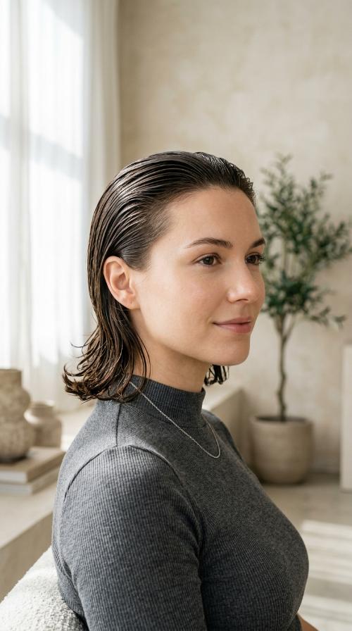 Slicked Back Wet Look