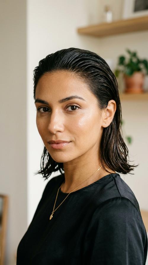 Slicked Back Wet Look