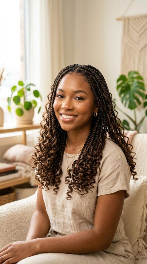 Small Boho with Human Hair Curls