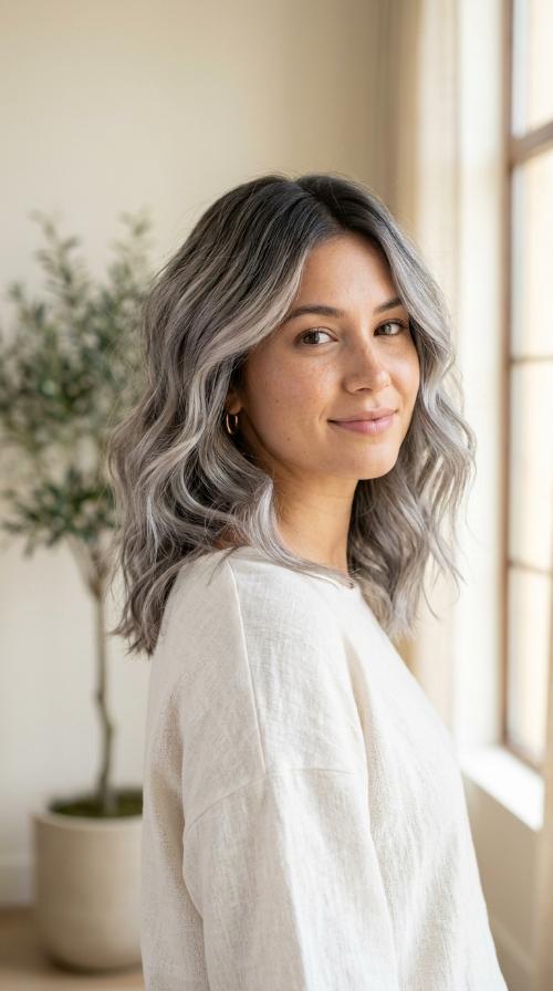 Smoky Silver Ombre-Balayage