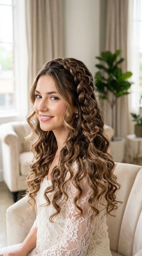 Snake Braid Detail with Romantic Ringlets