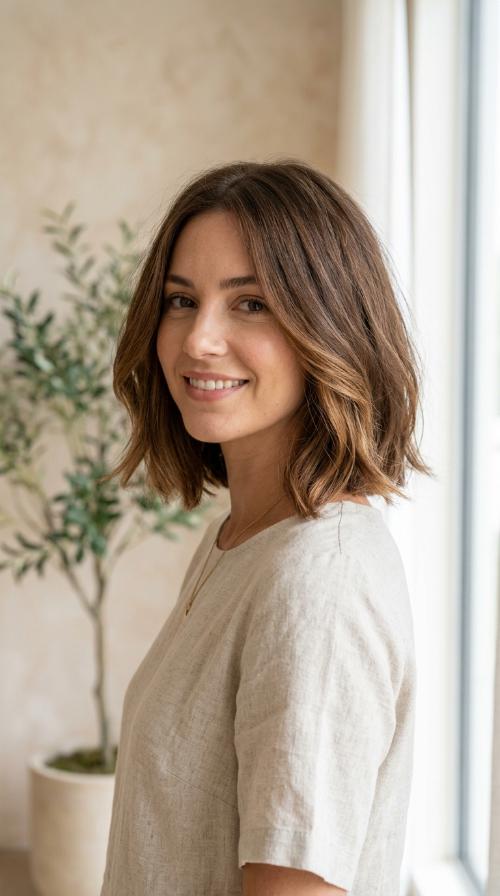 Soft A-Line Bob with Under-Lights