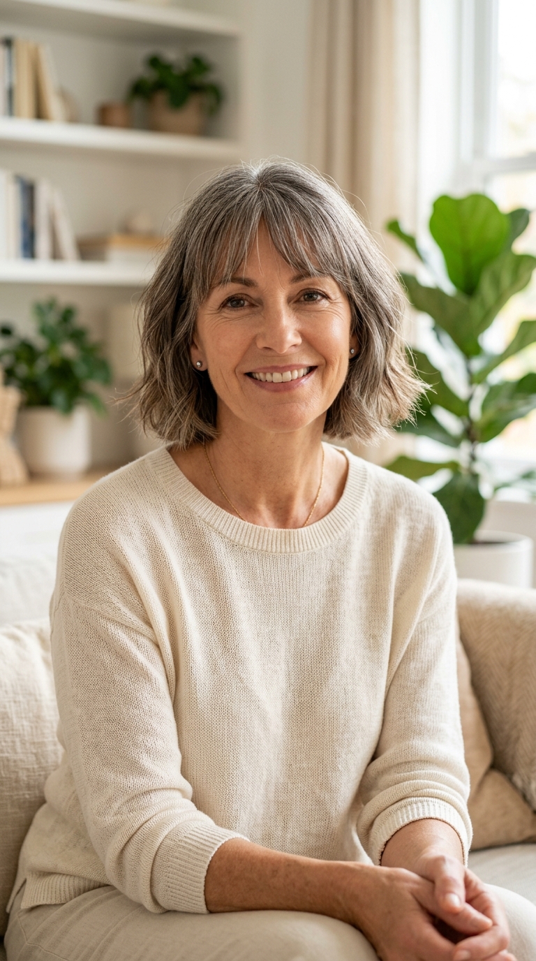 Soft Blunt Bob with Fringe