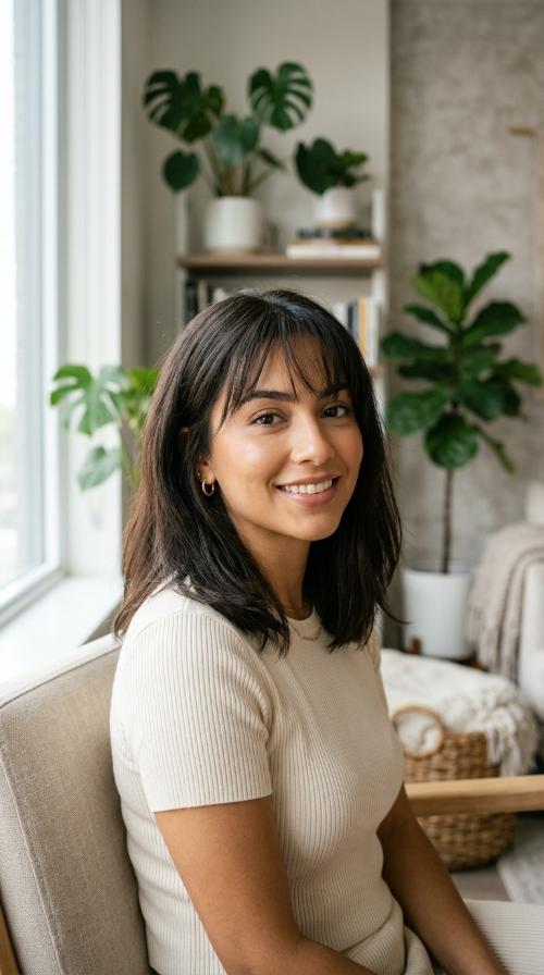 Soft Blunt Cut with Wispy Bangs