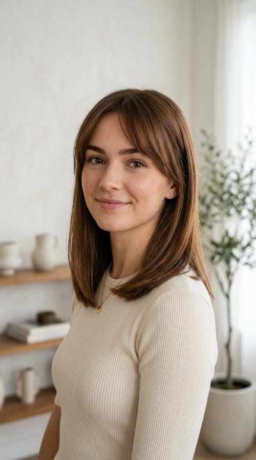 Soft Blunt Cut with Wispy Side Fringe