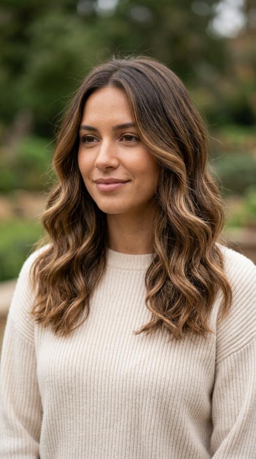 Soft Caramel Balayage Waves