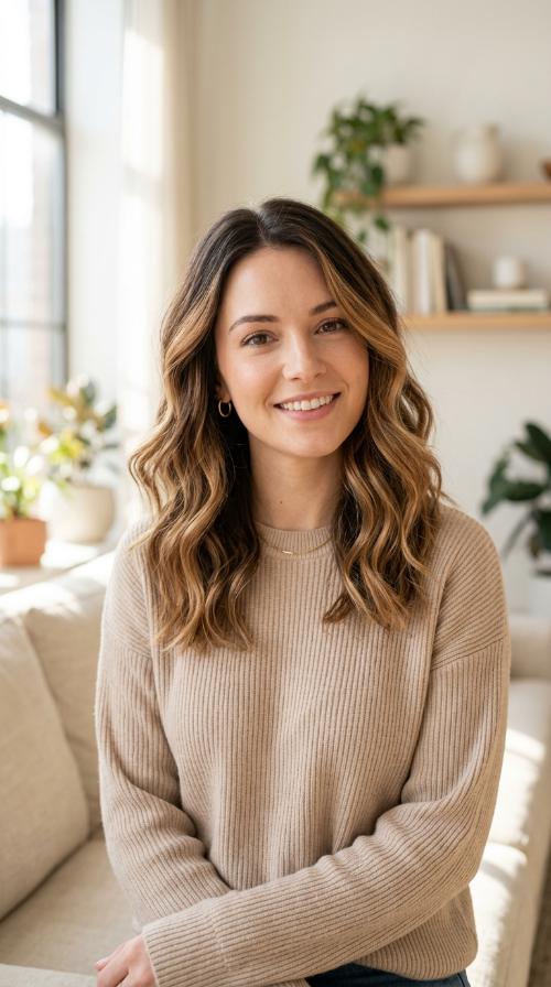 Soft Caramel Ombre for Mid-Length Hair