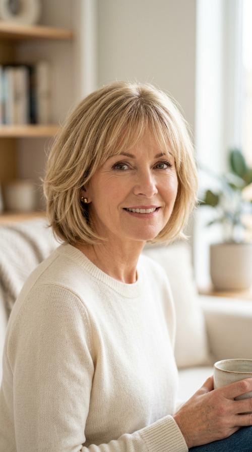 Soft Layered Bob with Wispy Fringe
