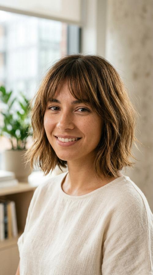 Soft Wispy Layers with Bangs