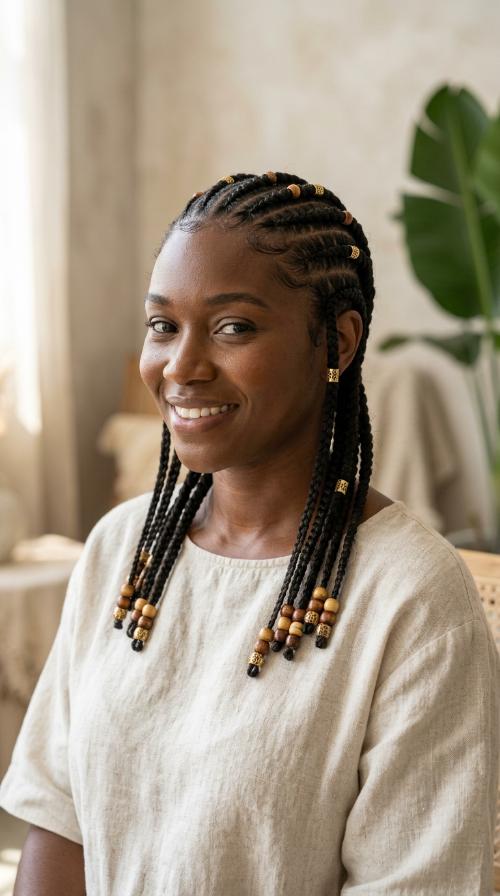 Stitch Braids with Beads and Gold Cuffs