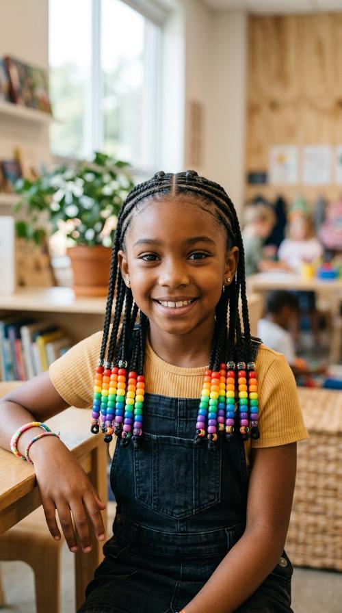 Stitch Braids with Rainbow Stacked Beads