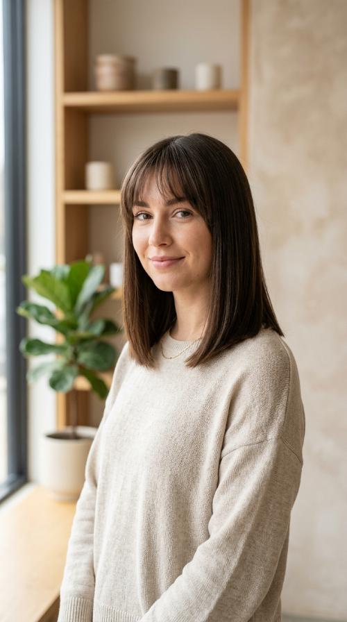 Straight Blunt Cut with Soft Fringe