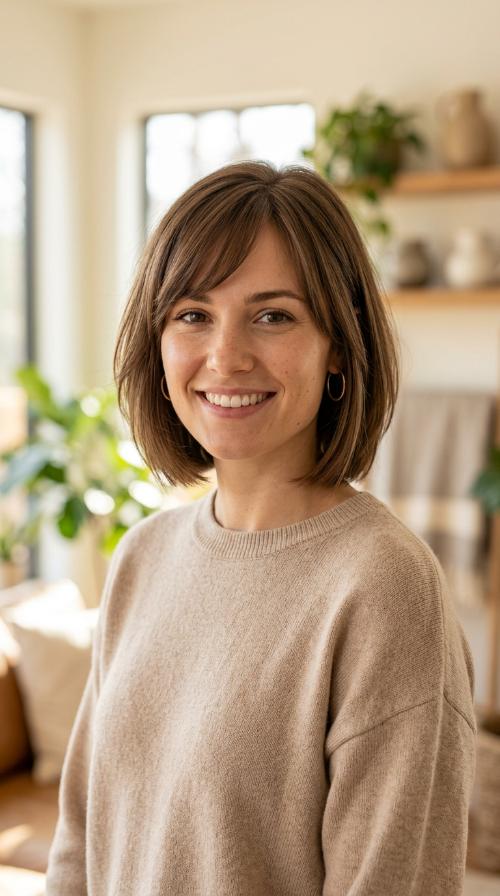 Subtle Layers with Side-Swept Bangs
