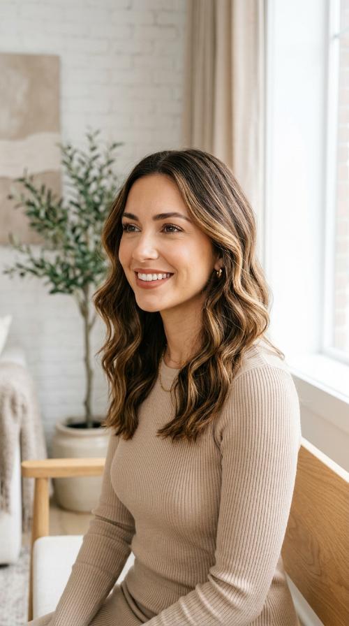 Sun-Kissed Caramel Balayage Waves