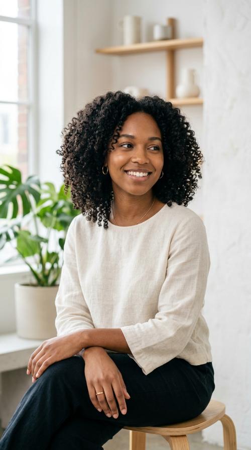 Tapered Curly Midi
