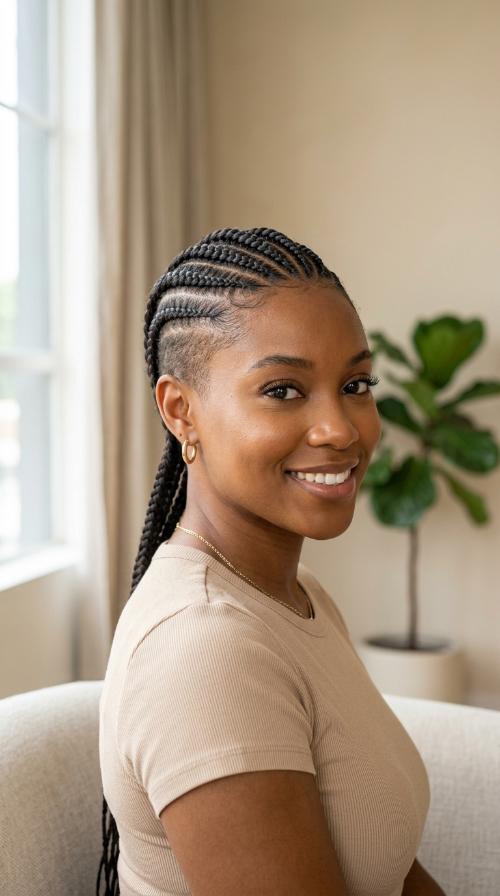 Tapered Side Cornrows (Mohawk Style)