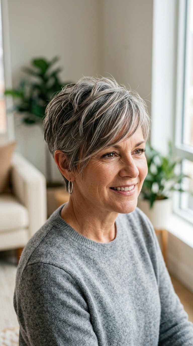 Textured Pixie with Side Fringe