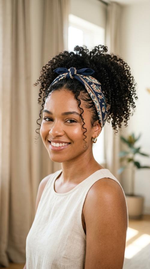 The Bandana-Wrapped High Ponytail
