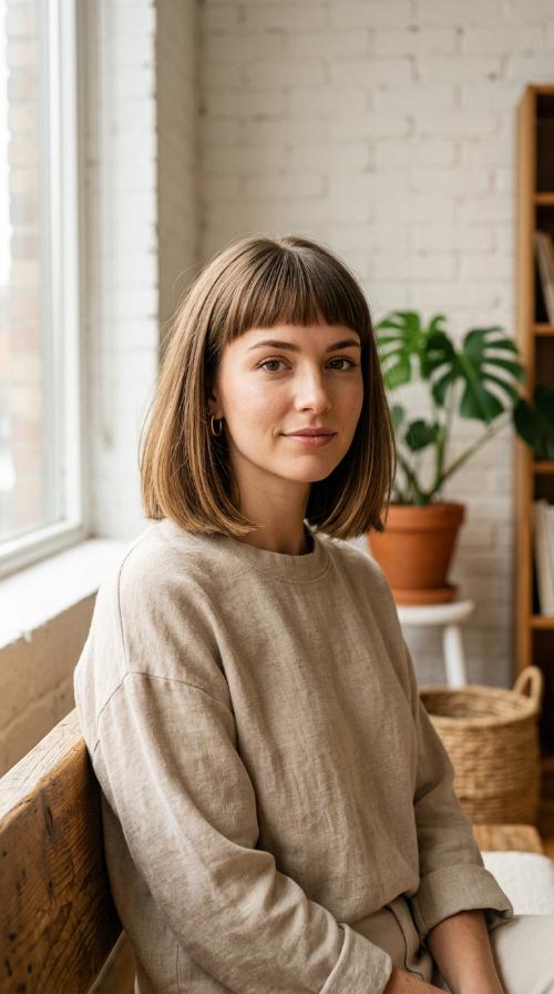 The Blunt Bob with Micro-Fringe