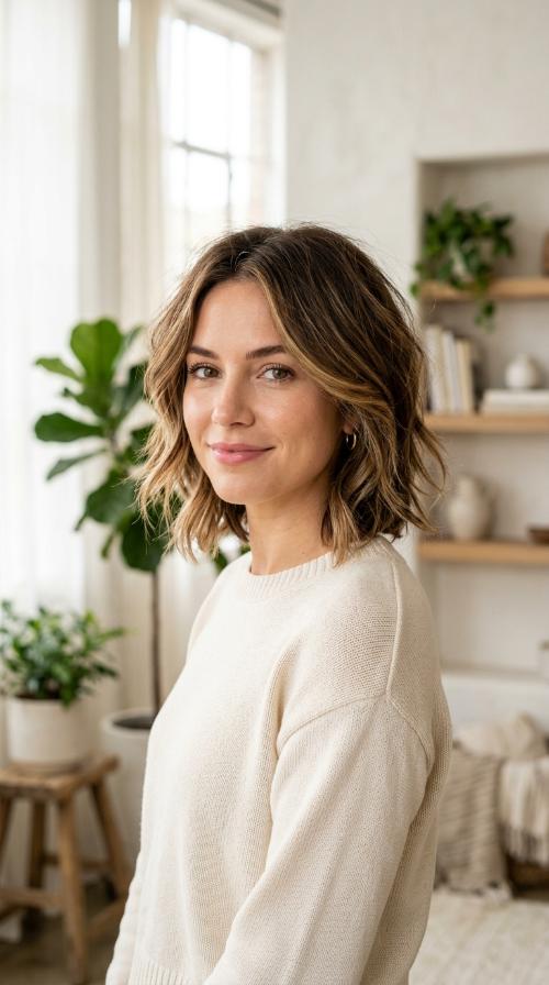 The Choppy Mid-Length Layered Bob