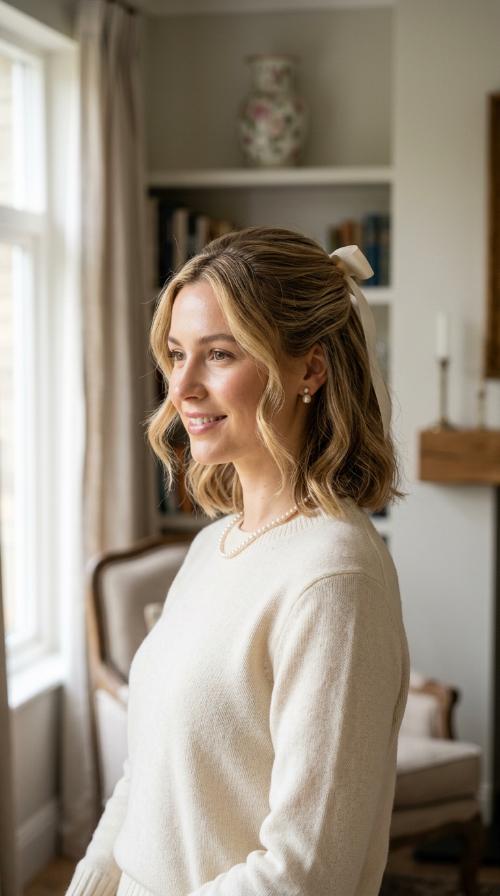 The Elegant Half-Up Ribbon Tie
