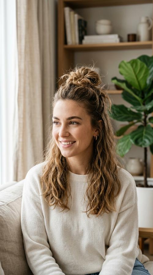The Half-Up Messy Bun