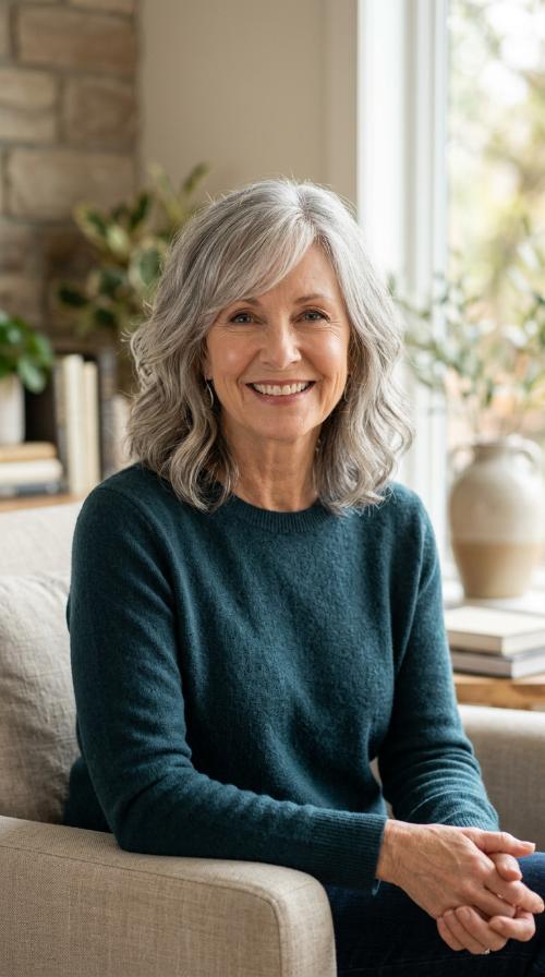 The Layered Lob with Side-Swept Bangs