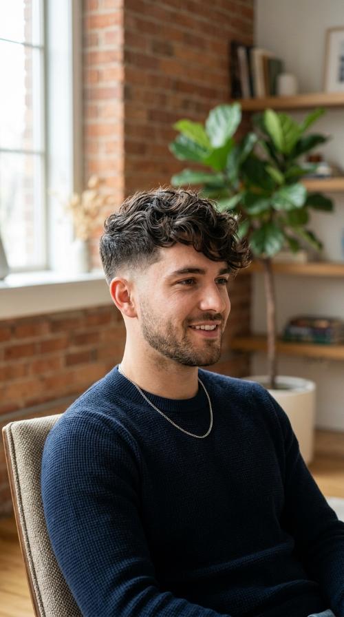 The Low Fade with Wavy Fringe