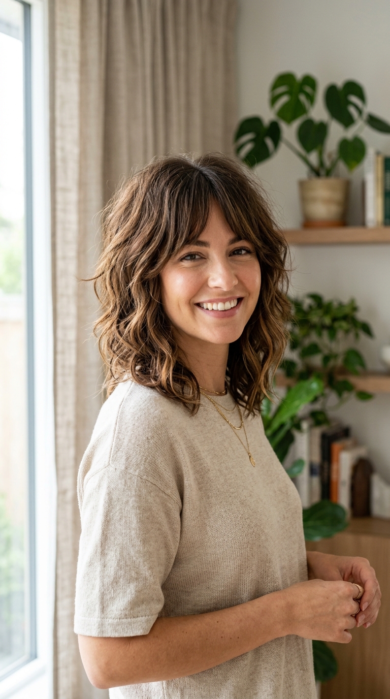 The Modern Shag with Curtain Bangs
