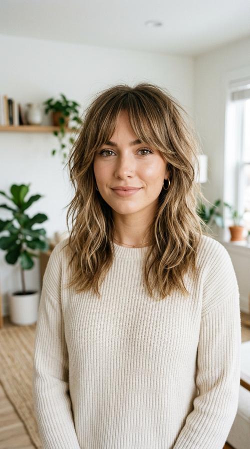 The Modern Shag with Curtain Bangs