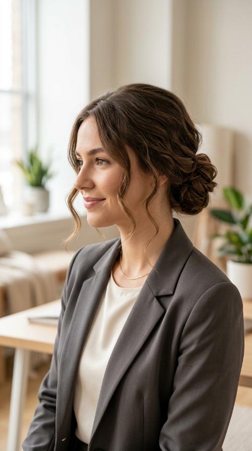The Polished Low Bun with Face-Framing Tendrils