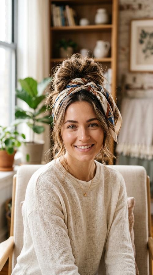 The Scarf-Wrapped Bun