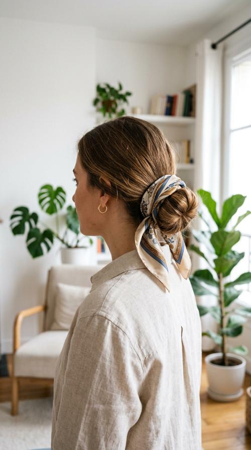 The Silk Scarf Wrapped Bun
