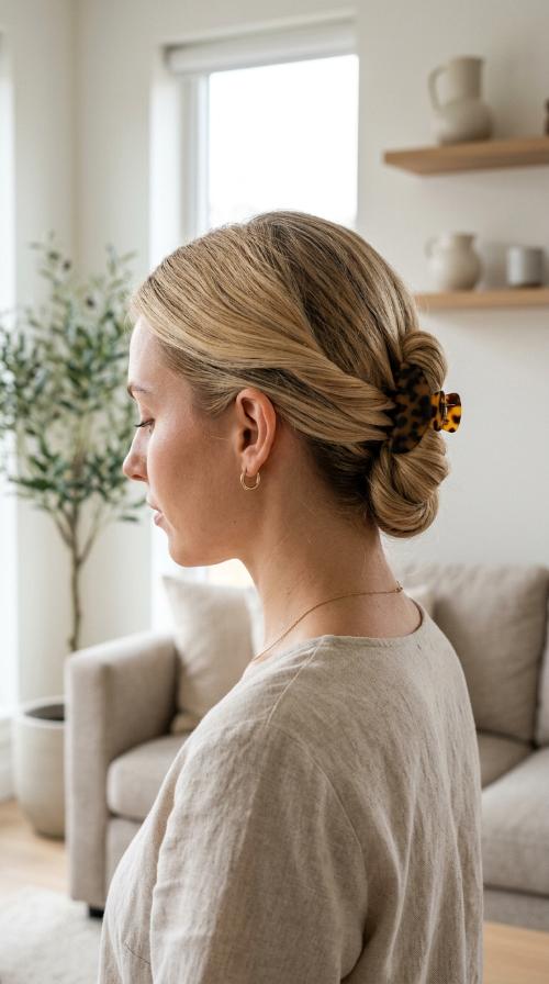 The Sleek Low Claw Clip Twist