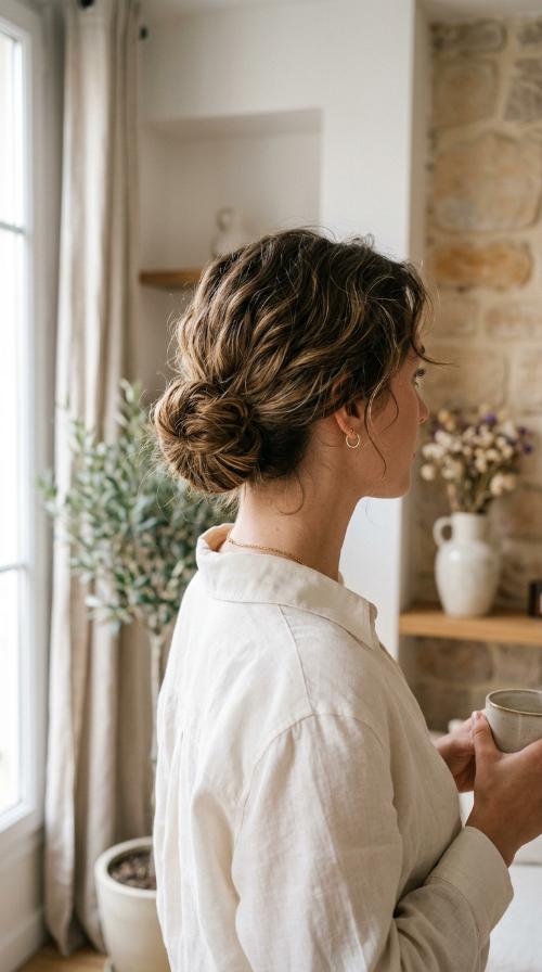 The Textured Low Bun for Short Hair