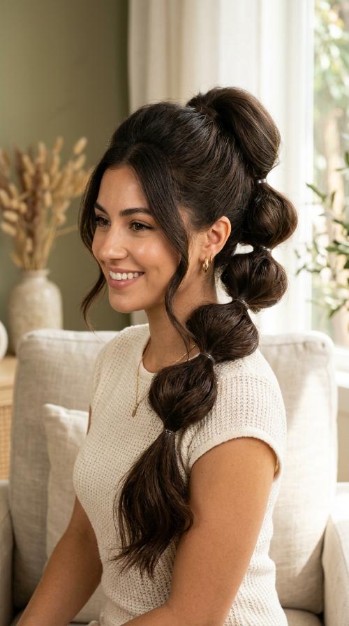 The Voluminous Bubbled Ponytail