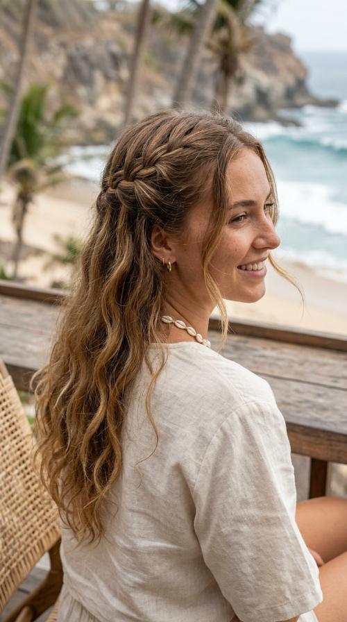 The Waterfall Braid with Beachy Waves