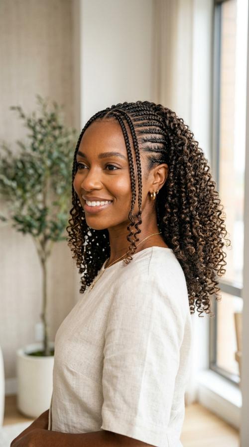 Thin Micro Braids with Natural Finger Coils
