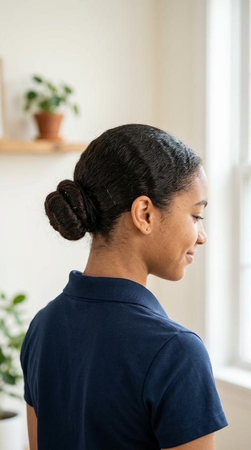 Tightly Secured Low Bun