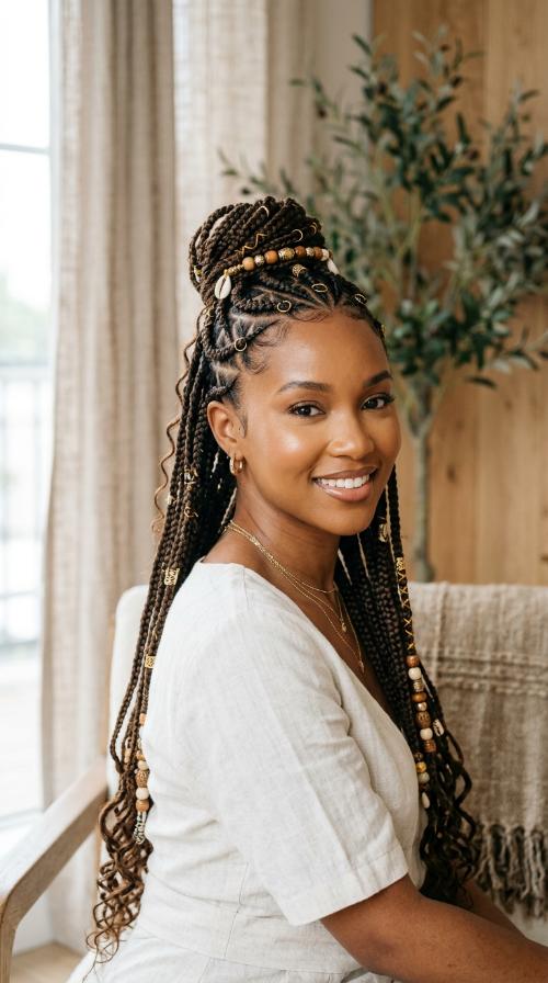 Triangle Parted Tribal Braids